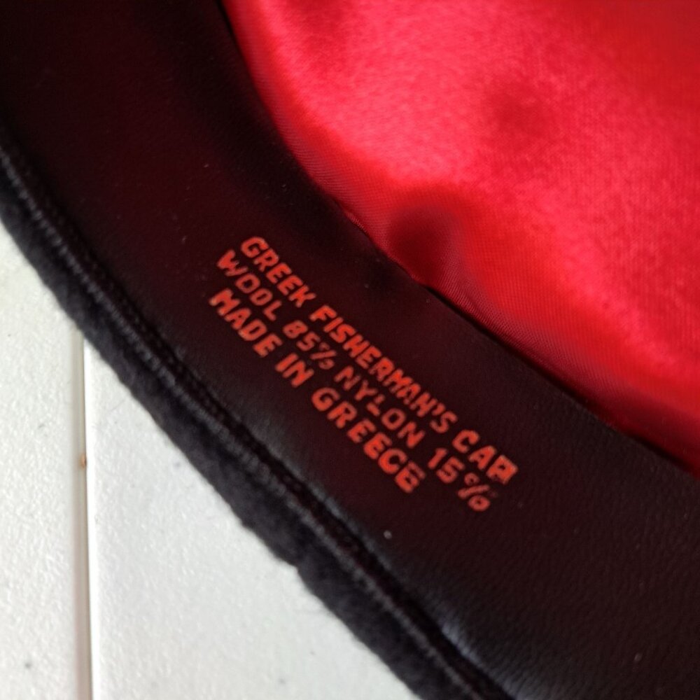 Black Greek Fisherman Cap 85% Wool 15% Nylon Fiddler Biker Sailor Sz Mens 7 1/8 - Picture 2 of 8